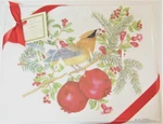 SET/2 Alice's Cottage Cotton Flour Sack Kitchen Towel Cedar Waxwing Pomegranates. Fixed Price $17.50.
