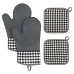Tifanso Plaid Oven Mitts And Pot Holders 4-PIECE Set, Gloves Gray. Fixed Price $14.22.