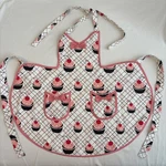Jessie Steele 100% Cotton Kids Apron Pink Black And White Cupcakes Bows Ages 3+. Fixed Price $10.00.