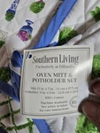 Southern Living Bunny Topiary Oven Mitt Pot Holder Set Chinoiserie Easter Blue. Fixed Price $31.20.