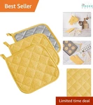 Cotton Potholder Set 3 Pieces Yellow Quilted Heat Resistant Kitchen Accessories. Fixed Price $20.97.