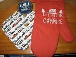 Camco Pot Holder & Oven Mitt #53260 Orange/white For Rv, Hiking, Camping, Etc.. Fixed Price $12.50.