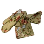 April Cornell 4 Piece Set Oven Mitt Pot Holder 2 Kitchen Towels Floral Tea Green. Fixed Price $30.10.