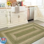 Homespice Grassland Green Braided Rug 27X45 - Rustic Jute Kitchen. Fixed Price $139.99.