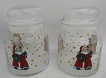 Libbey Christmas Holiday Santa Glass Canister With Lid.set Of 2.. Fixed Price $25.99.