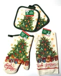 4 Pc: Sparkly Christmas Tree Kitchen Set: 2 Pot Holders 1 Oven Mitt Hand Towel. Fixed Price $14.39.
