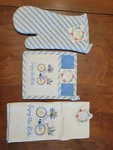 Enjoy The Ride Bicycle Potholder Kitchen Towel Oven Mitt 3PC Set 100% Cotton. Fixed Price $14.99.