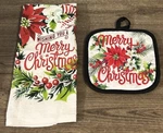New Holiday Time 4 Pc Kitchen Set Merry Christmas Pot Holders Oven Mitt, Santa. Fixed Price $14.97.