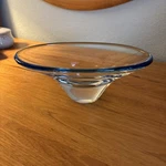 Blue Tinted Oval Console Heavy Polish Glass Shaped Bowl 10 1/2 X 6 4. Fixed Price $28.00.