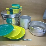 Lot Aluminum Camping Mud Kitchen Cook Pots Piece Mess Pan Plates Cups. Fixed Price $16.00.
