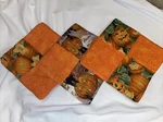 3 Hand Sewn Quilted Pot Holders For Halloween & Fall Seasons X6.5. Fixed Price $16.99.