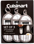 Cuisinart Set Of 3 Pot Handle Holders Grey Stripe Heat Resistant. Fixed Price $15.99.