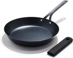 Oxo Black Steel 10" Frying Pan With Silicone Sleeve Oven Safe. Fixed Price $55.99.