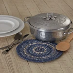 Trivet Great Falls Blue Jute Farmhouse 8IN Braid Stripe Table Decor Vhc Brands. Fixed Price $12.90.