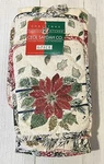 Vintage Christmas Poinsettia 2 Pot Holders, 4 Kitchen Towels Cecil Saydah Nos. Fixed Price $18.00.