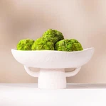 Luxurious White Textured Ceramic Bowl And Greenery SET,12.5X10.5 Inch Pedestal. Fixed Price $183.99.