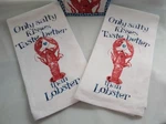 Coastal Maine Themed Lobster Kitchen Dish Towels By Kay Dee & Potholder. Fixed Price $30.00.