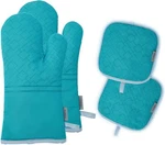 Oven Mitts And Pot Holders Set 4PCS, 572F Heat Resistant Turquoise. Fixed Price $32.12.