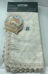 2 Unnis Embroidered Floral 100% Woven Cotton Lace Edge Kitchen Towels Cream Nwt. Fixed Price $24.00.
