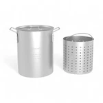 Stock Pot 30 Qt. Heavy-duty Aluminum Strainer Basket Built-in Handles Lid. Fixed Price $49.44.