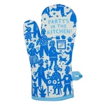 Blue Q Oven Mitt Party's The Kitchen! Super-insulated, 100% Cotton. Fixed Price $16.99.