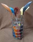 Fiesta Ware Cambridge 5 Pc Stainless Steel /silicone Utensil Set Holder. Fixed Price $59.95.