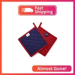 Encasa Xo Heat Resistant Cotton Pot Holders With Hanging Loop - Set Of 2 Red. Fixed Price $15.65.