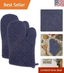 Premium French Blue Quilted Cotton Oven Mitt Set - Heat Resistant & Durable. Fixed Price $30.07.