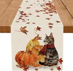 Fall Table Runner Pumpkins Cat Maple Leaf Autumn Harvest Seasonal Thanksgiving D. Fixed Price $20.65.