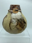 Handmade Clay Pot Kopelli Figure Brown Glaze, Dec.hide Rim Nat American. Fixed Price $18.00.