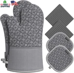 Oven Mitts And Pot Holders Sets 6PCS, Kitchen Glove,high Heat Resistant 550. Fixed Price $22.97.