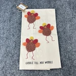 Gobble Til You Wobble Beaded Turkey Mud Pie Hand Towel New Thanksgiving. Fixed Price $14.99.