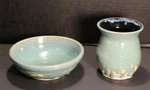 Kristin Fay-taylor Handmade Pottery Vase & Bowl Signed 2005 Layered Drip Glaze. Fixed Price $19.99.
