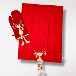 Christmas Kitchen Towel Oven Mitt Set Red Reindeer 2 Pc. Fixed Price $6.00.