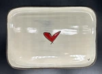 Z Pots Studio Love Red Heart Tray 9" Valentines Hand Thrown Pottery Trivet. Fixed Price $24.99.