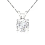 Cushion Cut Solitaire Moissanite Necklace Double Loop Bail With Box Link. Fixed Price $364.95.