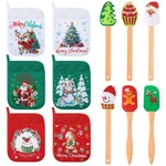 12 Pcs Christmas Silicone Spatulas Pot Holders Set With Pocket Ba.... Fixed Price $38.63.