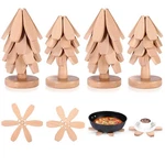 4 Tree Set For Hot Dishes, 16 Wooden Stands, 2 Sizes Fol.... Fixed Price $69.59.