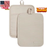 Kitchenaid Ribbed Soft Silicone Pot Holder 2-PACK Set, Milkshake Tan, 7"X9". Fixed Price $17.15.