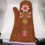 Natural Life Embroidered Oven Mitt Large Floral Boho Cotton Kitchen Nwt 15". Fixed Price $26.99.