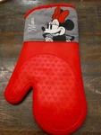Disney Minnie Mouse Red Silicone Oven Mitt Gray Fabric Cuff Mickey Heads Texture. Fixed Price $12.00.