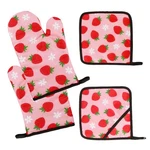 4 Psc Pink Cute Oven Mitts Pot Holders Set,strawberry Kitchen Acce.... Fixed Price $18.02.