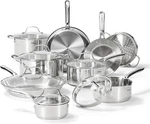 T-fal Gourmet 15-PIECE Stainless Steel Cookware Set, Pots And Pans Cooking. Fixed Price $165.50.