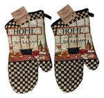 Set Of 2 Home Is In The Kitchen Oven Mitts, By Kay Dee. Fixed Price $17.97.
