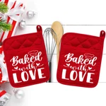 Baked With Love #1 (2) Pocket Pot Holder Kitchen Oven Mitt Trivet 25REDDBL. Fixed Price $16.99.