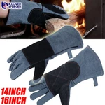 Welding Protective Gloves Fireproof Heat Resistant Bbq Grill Oven Leather Mitts. Fixed Price $17.99.