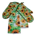 Sunflower Kitchen Set Oven Mitts Farmhouse Dish 4 Pc. Fixed Price $23.99.