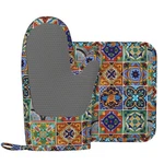 Silicone Oven Mitts And Pot Holders Sets, Home Talavera Mexican Tiles Heat Re.... Fixed Price $35.64.