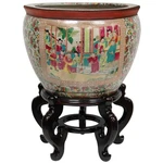 12" Rose Medallion Porcelain Fishbowl. Fixed Price $99.00.