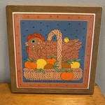 Chicken Basket Trivet Taylor & Ng 9" Vintage Ceramic Tile Wood. Fixed Price $14.95.